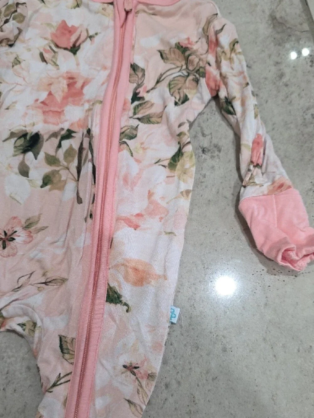 Posh Peanut Floral Pink Zipper Footed Baby One-Piece